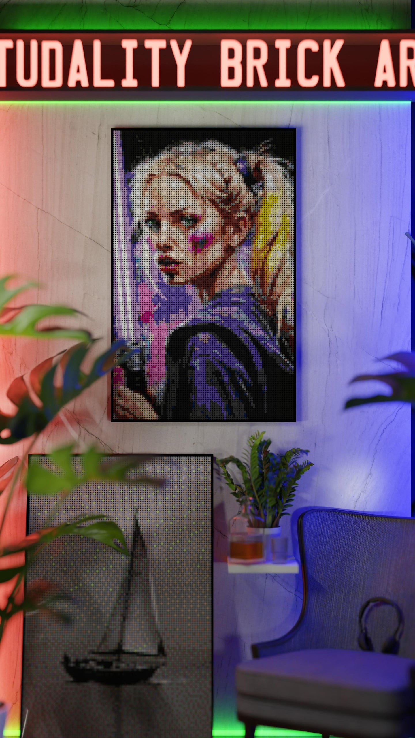 Waring Starlette LEGO® Style mosaic wall art made from colorful plastic bricks